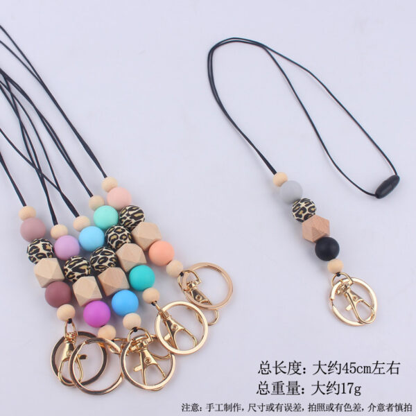 O1CN01yIR2TI1NrNhUl0OBM_2214899881623-0-cib Wholesale Leopard Print Silicone Beaded Lanyard ID Keychain