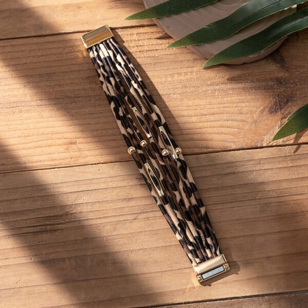 Wholesale Leopard Print Magnetic Buckle Leather Bracelet