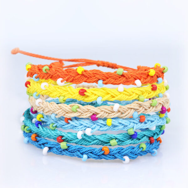 Wholesale Handwoven Waterproof Waxed Thread and Rice Beads Bracelet