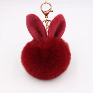 Wine Red / Rabbit plush pendant keychain
