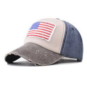 Coffee Pair Navy Blue American Flag Baseball Cap / Adjustable