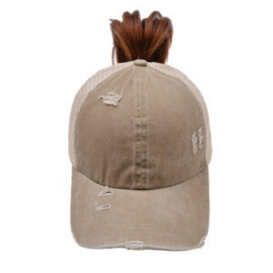 Khaki-ponytail cap / Free size