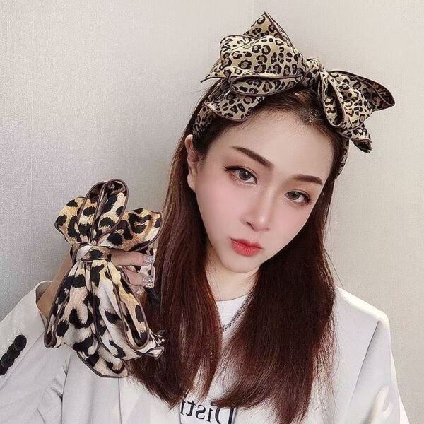 Wholesale Vintage Leopard Print Multi-layer Bow Headband