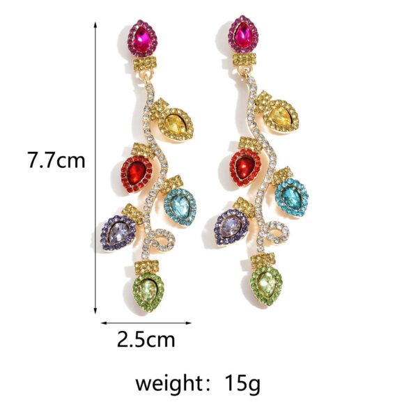 Wholesale Long Colorful Drop Crystal Christmas Light Bulb Earrings