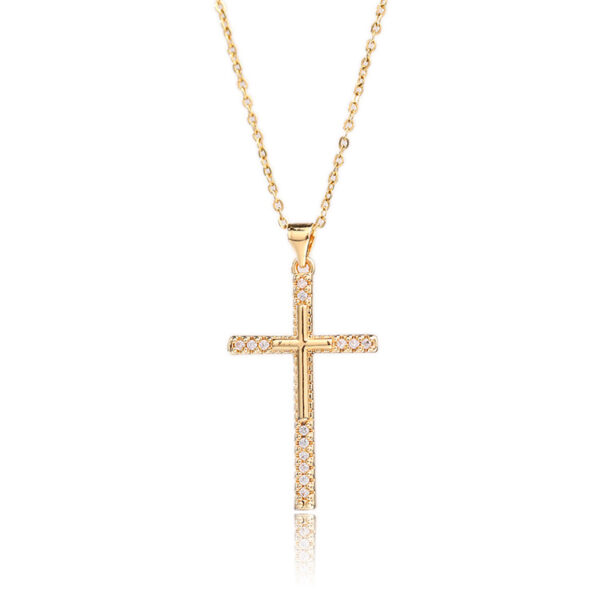 Wholesale Copper Micropaved Zircon Cross Pendant Necklace