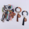 Wholesale MAMA Beaded Tassel Silicone Wrist Keychain