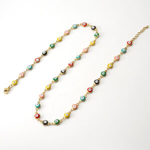 Necklace round eyes mixed color