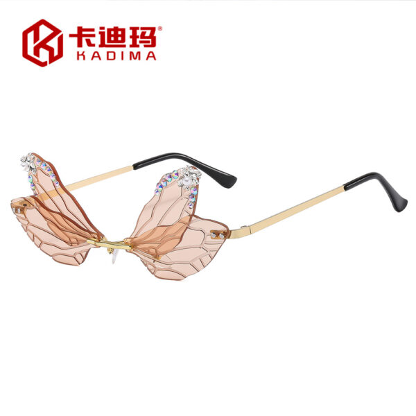 Wholesale New Frameless Dragonfly Diamond PC Sunglasses