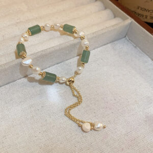 Real Gold Plated Slub Pearl Bracelet