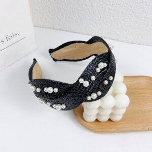 Black straw mat beaded