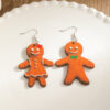 Wholesale Cartoon Christmas Gingerbread Man Wooden Earrings