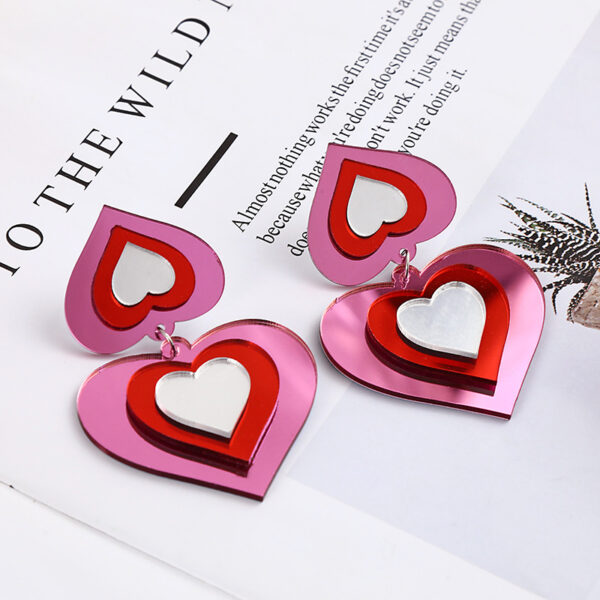 Wholesale Gradient 3D Heart Acrylic Earrings