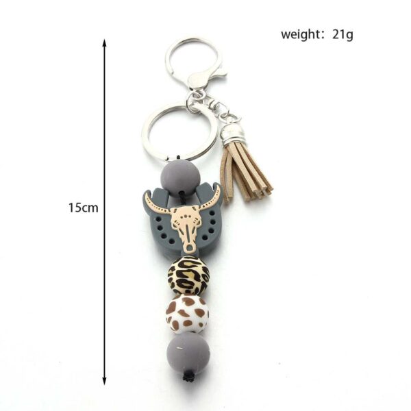 Wholesale Cartoon Bull Head Silicone Bead Keychain