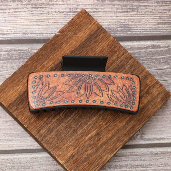 Wholesale Western Style Sunflower Leather Hair Clips
