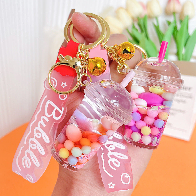 Wholesale Acrylic Oiled Milk Tea C Liquid Quicksand Key Chain