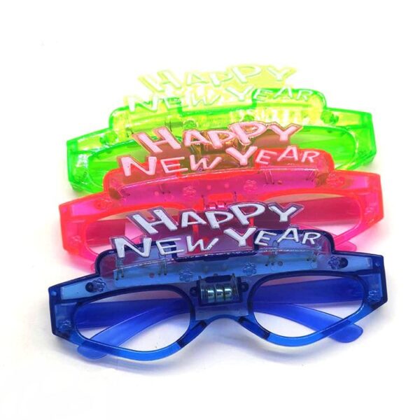 Wholesale of Happy New Year LED Plastic Luminous Glasses Toys