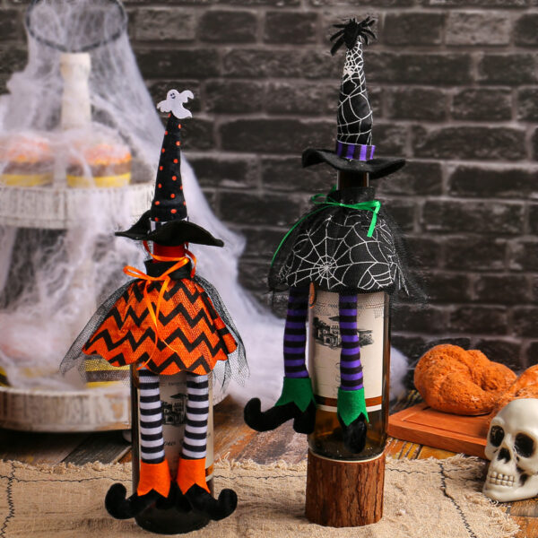 O1CN01yZIJHa1DlIMdL9K3G_3371810256-0-cib Wholesale Halloween Witch Hat Long-legged Wine Bottle Set Ornament
