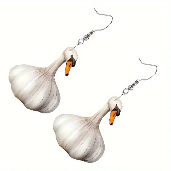 Wholesale Funny Creative Garlic Duck Ring Festival Animal Earrings