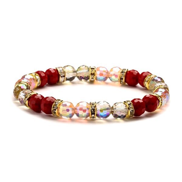 Wholesale Super Flash Colorful 8MM Cut Crystal Glass Multicolor Bracelet