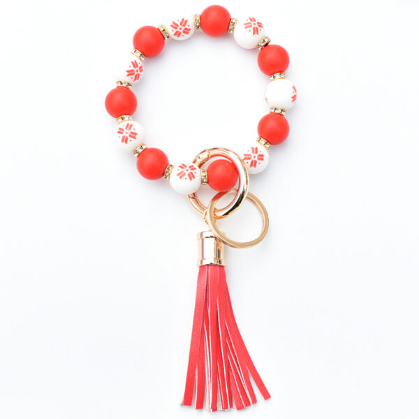 O1CN01ybRugU1N8UtDN4auc_2508931525-0-cib Wholesale Christmas Silicone Beaded Leather Tassel Wrist Keychain