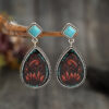 O1CN01ycQBuX1qyMbk4bass_2206372095564-0-cib Wholesale Droplet Sunflower Turquoise Bohemian Vintage Earrings