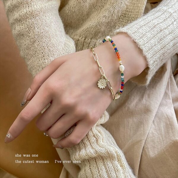 Wholesale Jewelry Daisy Multicolored Rope Alloy Bracelet