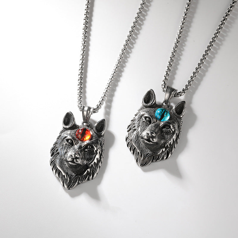 Wholesale Vintage Wolf Head Stainless Steel Necklace