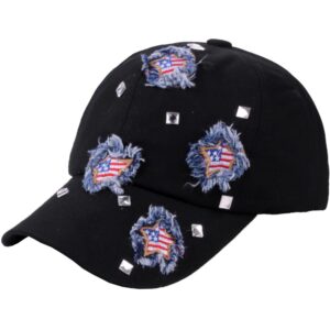 Black fur-edged five-pointed star flag hat / Adjustable