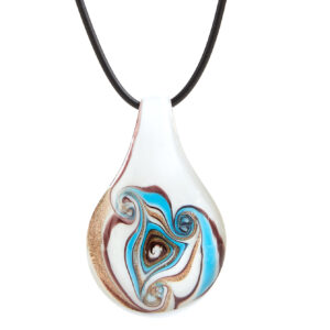 Leather cord necklace blue