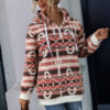 Wholesale Autumn and Winter Women's Aztec Hooded Half-Zip Pullover Sweatshirt