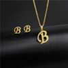O1CN01yih2Es2BhVoIn0SkP_2207598918370-0-cib Wholesale Stainless Steel 26 Letter Necklace Earrings Two Piece Set