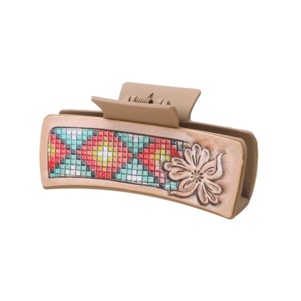 Wholesale Western Style Diamond Pattern Leather Hair Clip Shark Clip