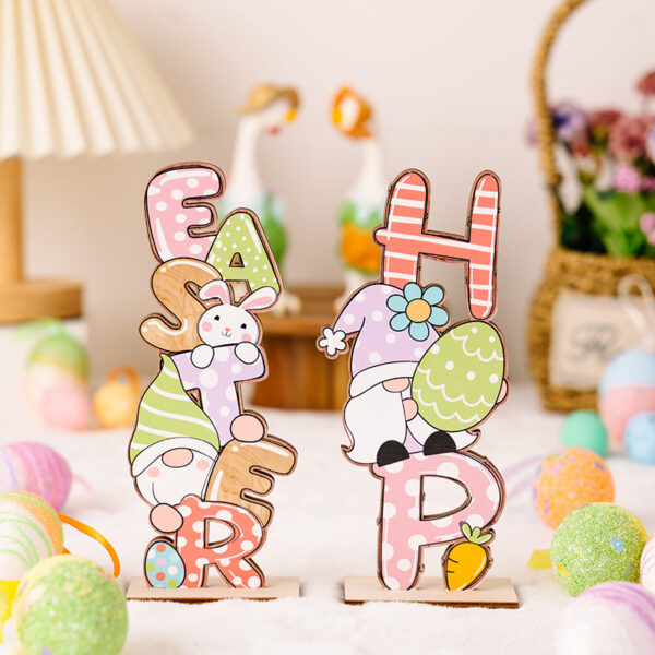 Wholesale Easter Letter Dwarf Rabbit Easter Egg Wooden Parts