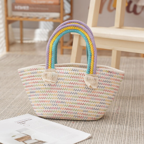 Wholesale Cotton Rope Woven Rainbow Bag