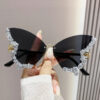 Wholesale Butterfly Shape Diamond Frameless Fashionable Personality Exaggerated Sunglasses