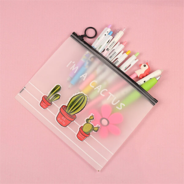 Wholesale Plastic Cartoon Cactus Zipper Document Bag