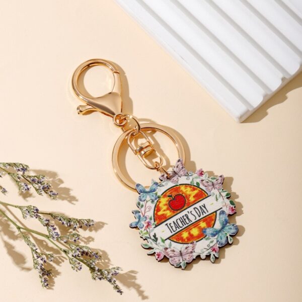 Wholesale Teacher's Day TEACHER Apple Wood Key Chain
