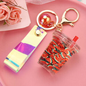Pink / Leather rope buckle + milk tea cup fruit A3-1