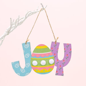 Easter wooden letter pendant JOY
