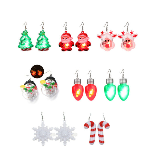 Wholesale LED Light Glow Christmas Plastic Earrings