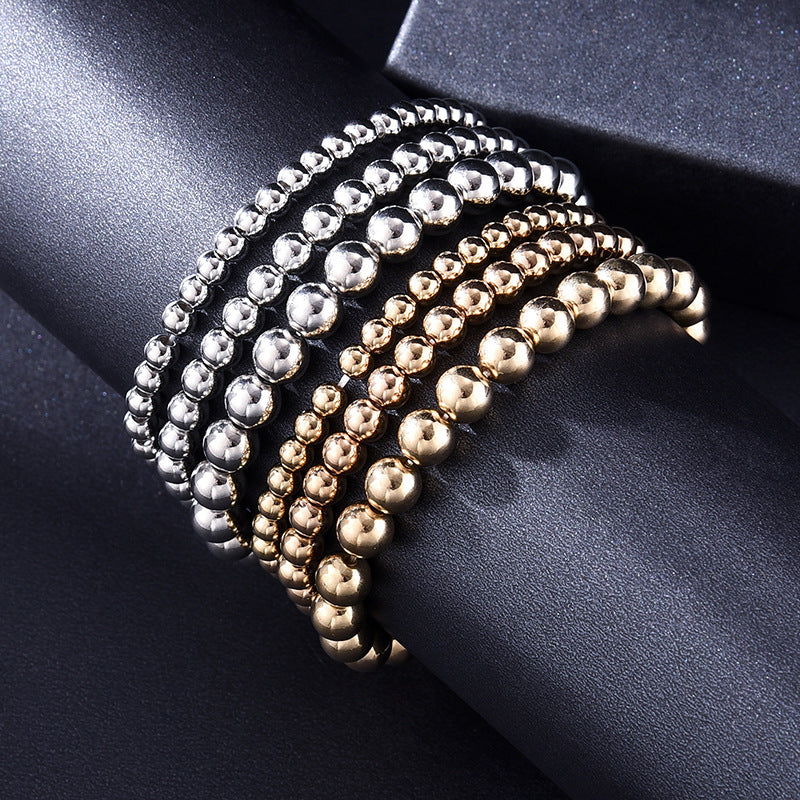 Wholesale All-match 4/5/6/8mm Beads Cole Beach Style Geometric Elastic Bracelet Set