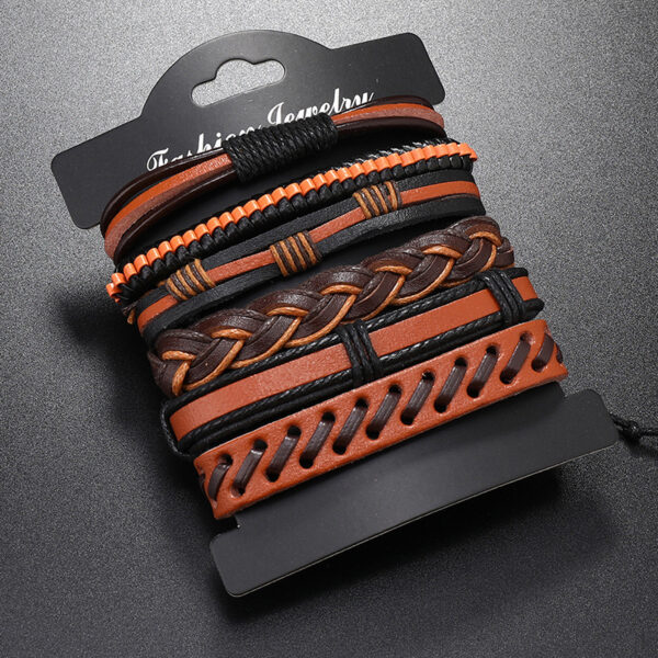 Wholesale Handwoven Multi-layered Vintage Men's Leather Bracelet