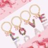Wholesale 26 Letters Love Glitter Tassel Resin Butterfly Cup Chain Decoration