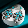 O1CN01ytmIBZ2LDsVwFFEyp_2206398079659-0-cib Wholesale Vintage Western Leopard Print Inlaid Turquoise Leather Earrings