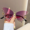 Wholesale Butterfly Shaped Diamond Inlaid Frameless PC Sunglasses