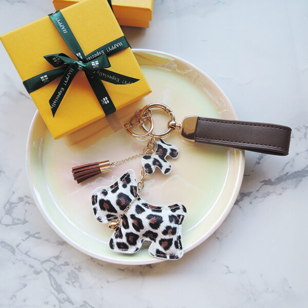 Wholesale PU Leopard Print Puppy Keychain