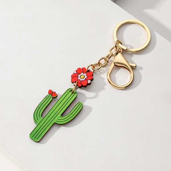 Wholesale Wooden Small Fresh Cactus Keychain