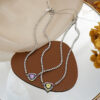 Wholesale Purple Love Diamond Enamel Necklaces