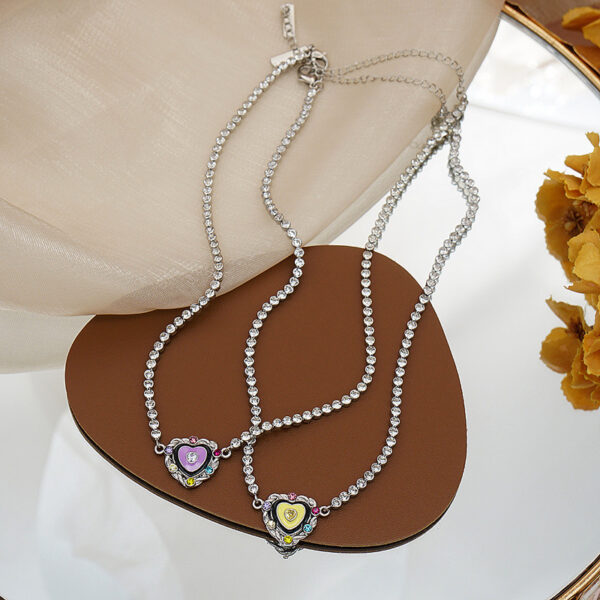 Wholesale Purple Love Diamond Enamel Necklaces
