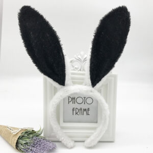 White and black plush rabbit ears